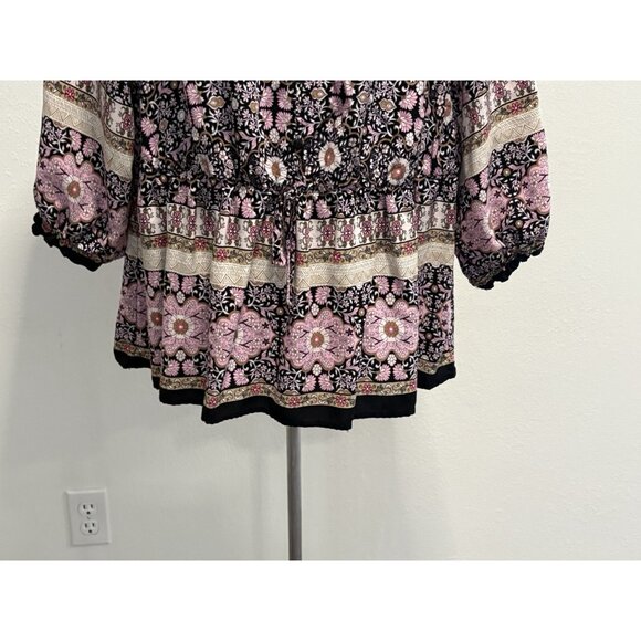 Cato Womans Size 18/20 Pullover Blouse Peasant Long Sleeve Boho Bohemian - Picture 3 of 11